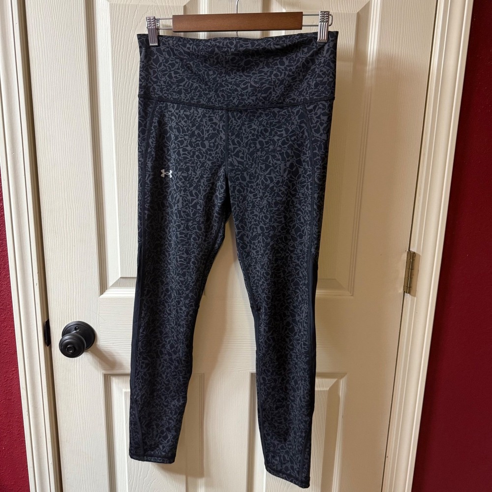 Under Armour Womens Compression HeatGear Leggings Black Gray Floral Print Size M